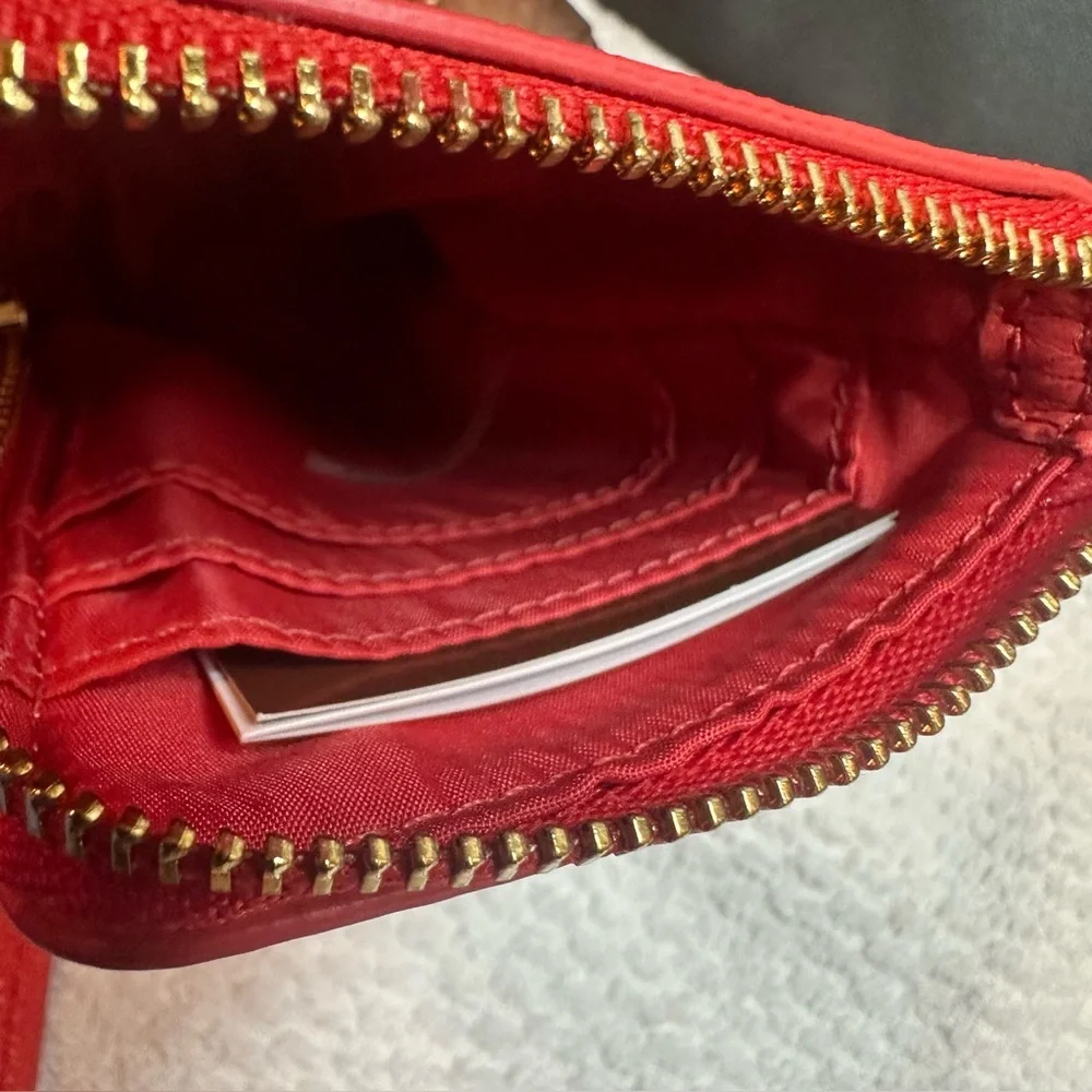 Coach Red Wristlet with Gold Heart Design - Picture 8 of 12